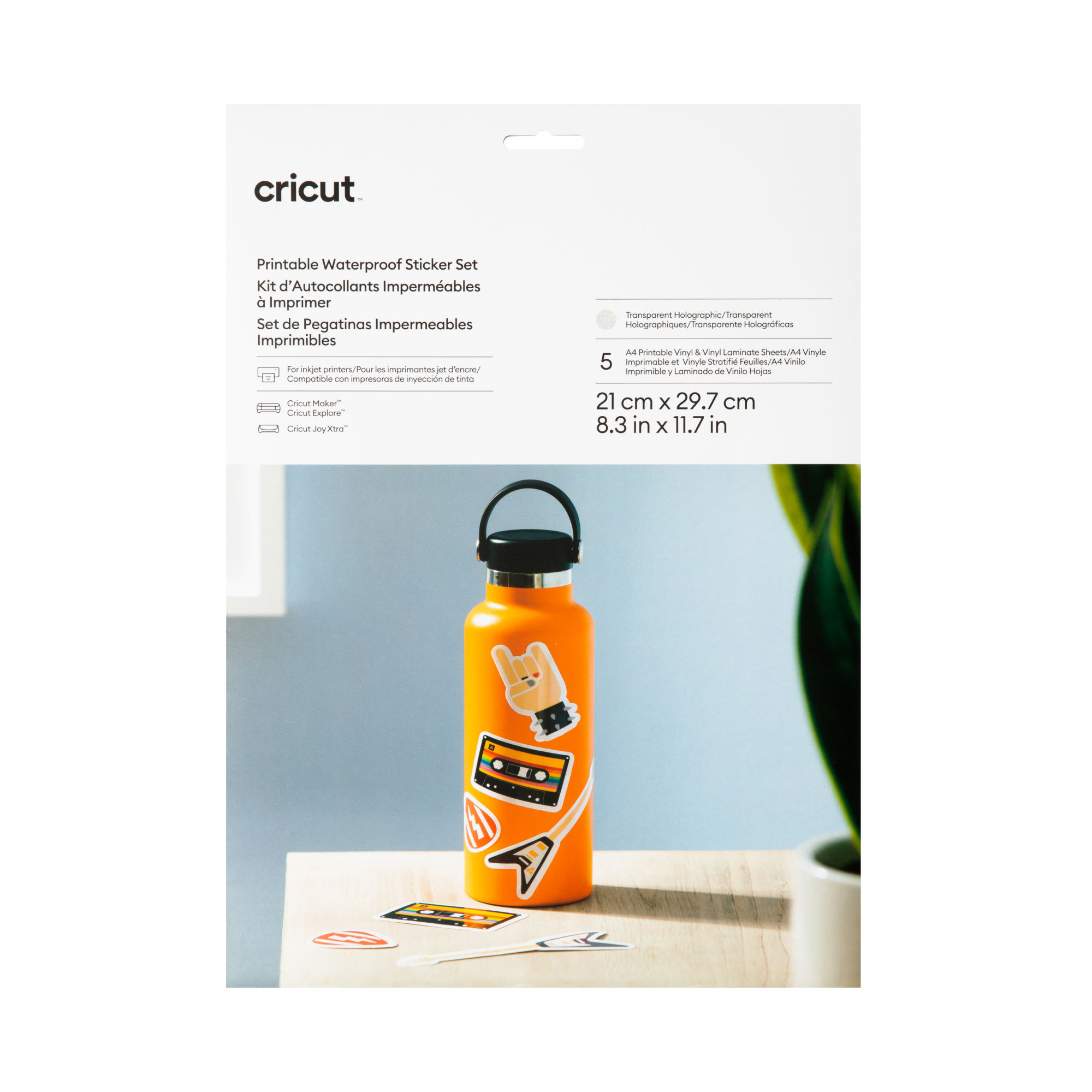 Cricut Sticker Set Waterproof A4 - 5 sheets (Transparent Hologoraphic)